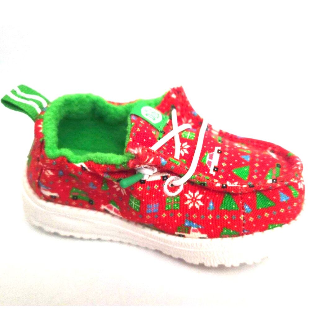 HEY DUDE: LILDUDE - Holiday Sweater Red / Green - Toddler Size C3